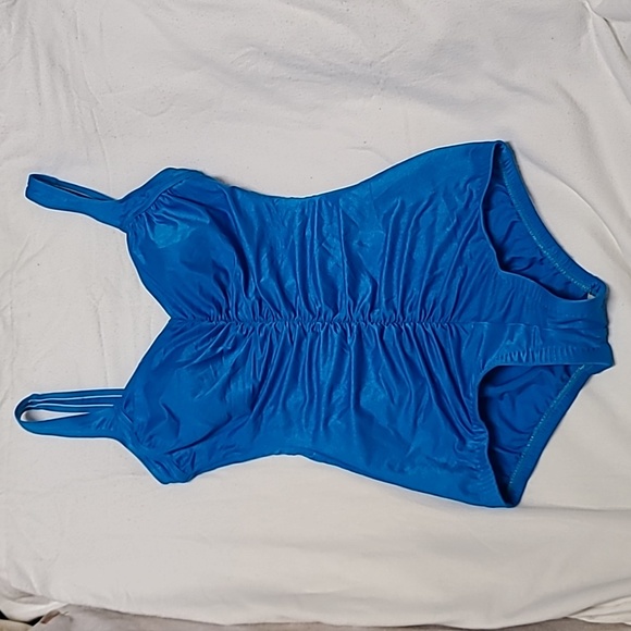 Maxine of Hollywood Other - 1980s Maxine of Hollywood Turquoise Blue One Piece Ruched Swimsuit Sz 14